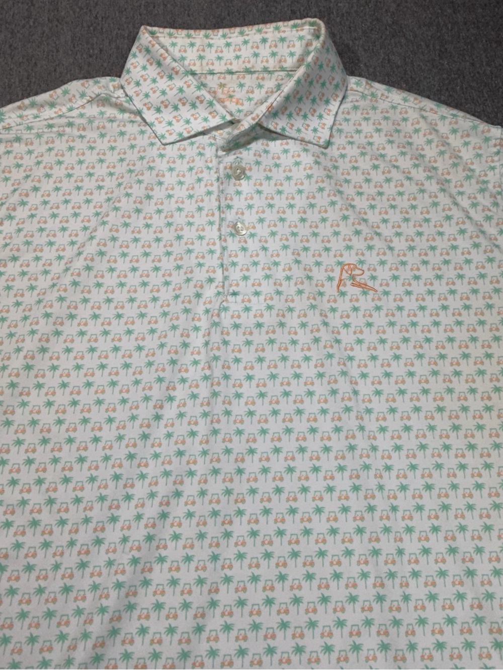 Rhoback The Koopa Men’s Performance Golf Polo Medium Palm Tree Golf Cart